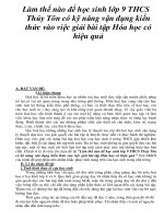 Làm thế nào để học sinh lớp 9 THCS Thủy Tõn có kỹ năng vận dụng kiến thức vào việc giải bài tập Hóa học có hiệu quả potx