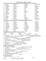 ĐỀ KI ỂM TRA ANH VĂN 1 TIẾT potx