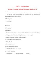 Giáo án Tiếng Anh lớp 10: Unit7: Saving energy Lesson 1 : Getting Started, Listen and Read ppt