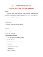 Giáo án Tiếng Anh lớp 10: Unit 1: A VISIT FROM A PEN PA GETTING STARTED + LISTEN AND READ ppsx