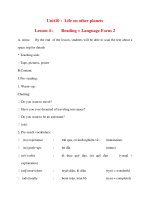 Giáo án Tiếng Anh lớp 10: Unit10 : Life on other planets Lesson 4: Reading potx