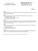 ĐỀ KIỂM TRA HỌC KỲ I Môn: Hoá Học lớp 12 - Đề số 8 ppt