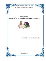 BÀI GIẢNG NHẬP MÔN KINH DOANH NÔNG NGHIỆP pps