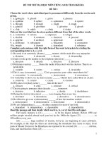 ĐỀ THI THỬ ĐẠI HỌC MÔN TIẾNG ANH( THAM KHẢO) ĐỀ SỐ 1 ppsx