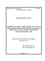 thực trạng nhân lực y tế và hoạt động khám chữa bệnh của một số bệnh viện huyện thuộc thành phố hà nội