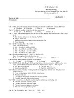 Đề thi kiểm tra 1 tiết Môn thi: Hoá học - Mã đề thi 001 doc
