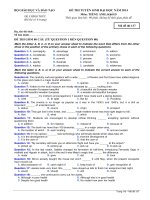 Đề thi  Đáp án thi Đại học năm 2014  Khối D Môn: tiếng anh