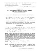 CÔNG TY CỔ PHẦN NAM VIỆT - NGHỊ QUYẾT ĐẠI HỘI ĐỒNG CỔ ĐÔNG PHIÊN HỌP THƯỜNG NIÊN NĂM 2009 ppt