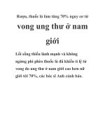Rượu, thuốc lá làm tăng 70% nguy cơ tử vong ở nam giới pptx