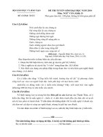 Đề thi  Đáp án thi Đại học năm 2014  Khối D Môn:văn