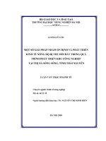 Một số giải pháp nhằm ổn định và phát triển kinh tế nông hộ bị thu hồi đất trong quá trình phát triển khu công nghiệp tại thị xã sông công, tỉnh thái nguyên