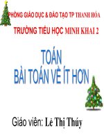 Giáo án điện tử tiểu học: Bài toán về ít hơn pptx