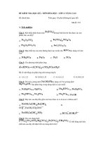 ĐỀ KIỂM TRA HỌC KÌ I - MÔN HÓA HỌC - LỚP 11 NÂNG CAO - Mã đề: 352 ppsx