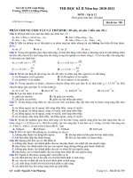 THI HỌC KÌ II Năm học 2010-2011 MÔN : Vật lý 12 pot