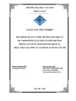 hệ thống quản lý môi trường ISO 14001 và quy định pháp luật bảo vệ môi trường trong sản xuất, kinh doanh, dịch vụ  thực tiễn tại công ty cồ phần xi măng tây đô
