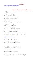 CÔNG THỨC TÍNH TÍCH PHÂN CƠ BẢN pptx