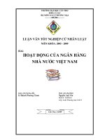 hoạt động của ngân hàng nhà nước việt nam