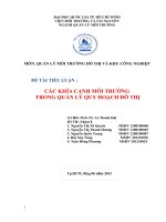 CÁC KHÍA CẠNH MÔI TRƯỜNG  TRONG QUẢN LÝ QUY HOẠCH ĐÔ THỊ