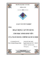 hoạt động cấp tín dụng cho học sinh, sinh viên của ngân hàng chính sách xã hội