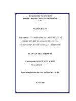 Ảnh hưởng của biến động giá một số yếu tố chi phí đến kết quả sản xuất lúa của hộ nông dân huyện nam sách   hải dương