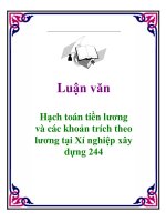 Luận văn: Hạch toán tiền lương và các khoản trích theo lương tại Xí nghiệp xây dựng 244 docx