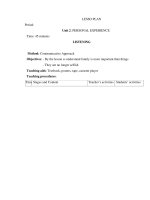 LESSO PLAN Period: Unit 2: PERSONAL EXPERIENCE pdf