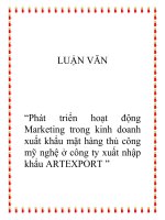 Luận văn - Phát triển hoạt động Marketing trong kinh doanh xuất khẩu mặt hàng thủ công mỹ nghệ ở công ty xuất nhập khẩu ARTEXPORT pdf