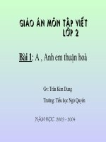 Giáo án điện tử tiểu học: Tập viết lớp 2 Anh em hòa thuận potx