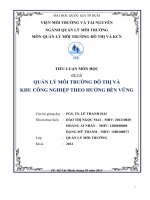 QUẢN LÝ MÔI TRƯỜNG ĐÔ THỊ VÀ  KHU CÔNG NGHIỆP THEO HƯỚNG BỀN VỮNG