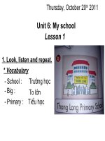 Giáo án điện tử tiểu học: tiếng anh lớp 3- lesson 1 unit 6 docx