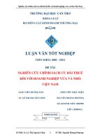 nghiên cứu chính sách ưu đãi về thuế đối với doanh nghiệp vừa và nhỏ việt nam