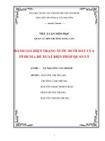 ĐÁNH GIÁ HIỆN TRẠNG NƯỚC DƯỚI ĐẤT CỦA  TP.HCM  ĐỀ XUẤT BIỆN PHÁP QUẢN LÝ