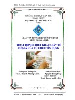 hoạt động chiết khấu giấy tờ có giá của tổ chức tín dụng