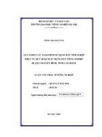 Lựa chọn các loại hình sử dụng đất thích hợp phục vụ quy hoạch sử dụng đất nông nghiệp huyện nguyên bình, tỉnh cao bằng