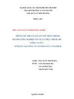 NHỮNG KỸ THUẬT SẴN CÓ TỐT NHẤT TRONG NGÀNH  CÔNG NGHIỆP SẢN XUẤT THỰC PHẦM, ĐỒ UỐNG VÀ SỮA ÁP DỤNG TẠI CÔNG TY CỔ PHẦN SỮA VINAMILK