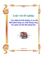 Luận văn: Các nhân tố ảnh hưởng và sự cần thiết phải nâng cao chất lượng công tác quản trị tiêu thụ hàng hoá pdf