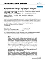 A randomized controlled trial of interventions to enhance patient-physician partnership, patient adherence and high blood pressure control among ethnic minorities and poor persons: study protocol NCT00123045 pptx