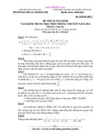ĐỀ THI TUYỂN SINH VÀO KHỐI TRUNG HỌC PHỔ THÔNG CHUYÊN NĂM 2011 Môn Toán ppsx