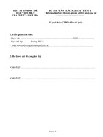 ĐỀ THI TRẮC NGHIỆM  môn tiin học sở vĩnh phúc năm 2014