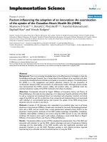 Factors influencing the adoption of an innovation: An examination of the uptake of the Canadian Heart Health Kit (HHK) pptx