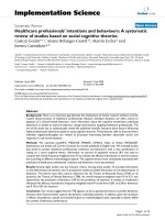 Healthcare professionals'''' intentions and behaviours: A systematic review of studies based on social cognitive theories ppt