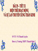 Giáo án điện tử môn sinh học: Sinh học lớp 12- Điện thế hoạt động và sự lan truyền xung thần kinh ppsx