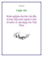 Luận văn: Kinh nghiệm thu hút vốn đầu tư trực tiếp nước ngoài ở một số nước và vận dụng vào Việt Nam pot