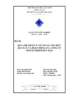 quy chế pháp lý về cơ cấu tổ chức, quản lý và hoạt động của công ty trách nhiệm hữu hạn