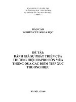 đánh giá sự phát triển của thương hiệu hapro bốn mùa thông qua các điểm tiếp xúc thương hiệu