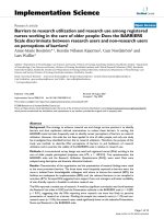 Barriers to research utilization and research use among registered nurses working in the care of older people: Does the BARRIERS Scale discriminate between research users and non-research users on perceptions of barriers? potx
