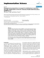 Management perspectives on research contributions to practice through collaboration in the U.S. Veterans Health Administration: QUERI Series pptx