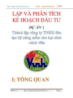 Lập và phân tích kế hoạch đầu tư dự án: Thành lập công ty TNHH đào tạo kỹ năng mềm cho học sinh-sinh viên pot