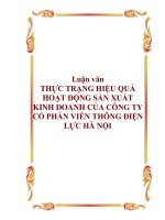 Luận văn - THỰC TRẠNG HIỆU QUẢ HOẠT ĐỘNG SẢN XUẤT KINH DOANH CỦA CÔNG TY CỔ PHẦN VIỄN THÔNG ĐIỆN LỰC HÀ NỘI pptx