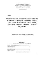 những yếu tố ảnh hưởng đến mức độ hài lòng của người nộp thuế trong quá trình quyết toán thuế, hoàn thuế thu nhập cá nhân tại cục thuế tp hồ chí minh